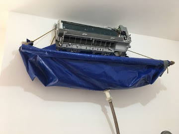 Higienização de ar-condicionado com bag coletor azul